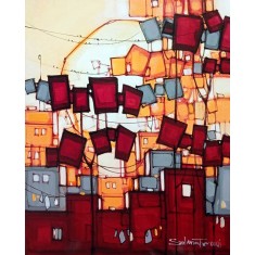Salman Farooqi, 16 x 20 Inch, Acrylic on Canvas, Cityscape Painting, AC-SF-635